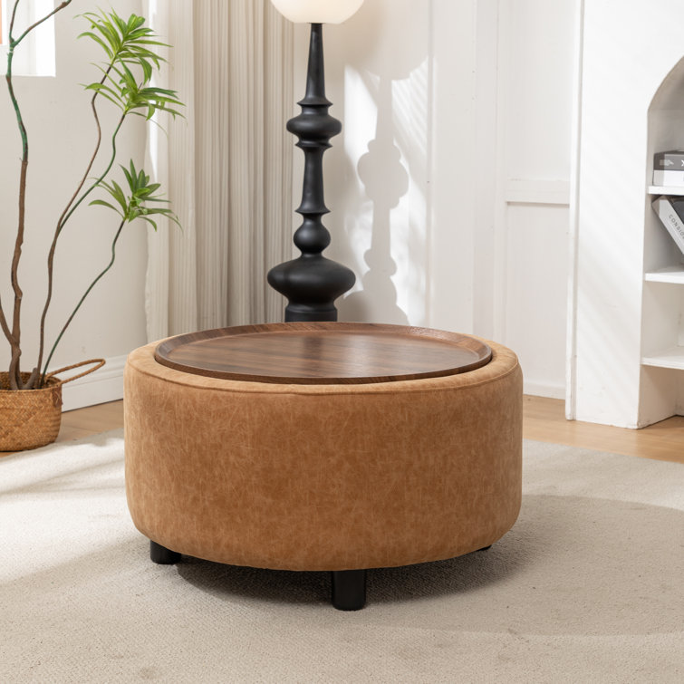 Wade Logan® Bryonie Round Cocktail Ottoman with Storage & Reviews | Wayfair